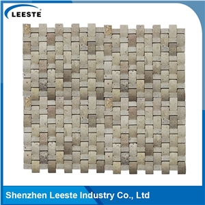 Beige Travertine Honed 3d Arched Shape Mosaic Tiles