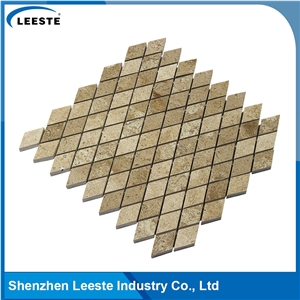 Beige Travertine Honed Diamond Mosaic Tiles
