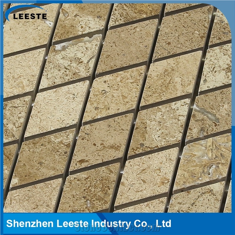 Beige Travertine Honed Diamond Mosaic Tiles
