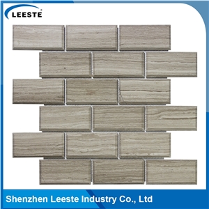 Bevelled Brick 2"X4" Pattern Royal White Oak Marble Mosaic Tiles