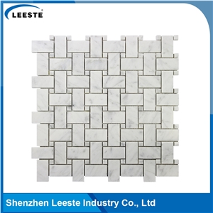 Bianco Carrara 1x2" Basketwave Bathroom Mosaic Tiles