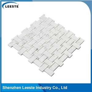 Bianco Carrara 1x2" Basketwave Bathroom Mosaic Tiles