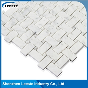 Bianco Carrara 1x2" Basketwave Bathroom Mosaic Tiles
