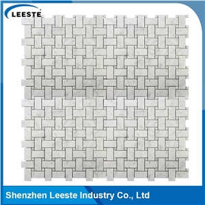 Bianco Carrara 1x2" Basketwave Bathroom Mosaic Tiles