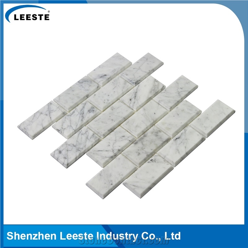 Bianco Carrara 2x4" Bevelled Brick Mosaic Tiles