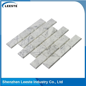 Bianco Carrara 2x4" Bevelled Brick Mosaic Tiles