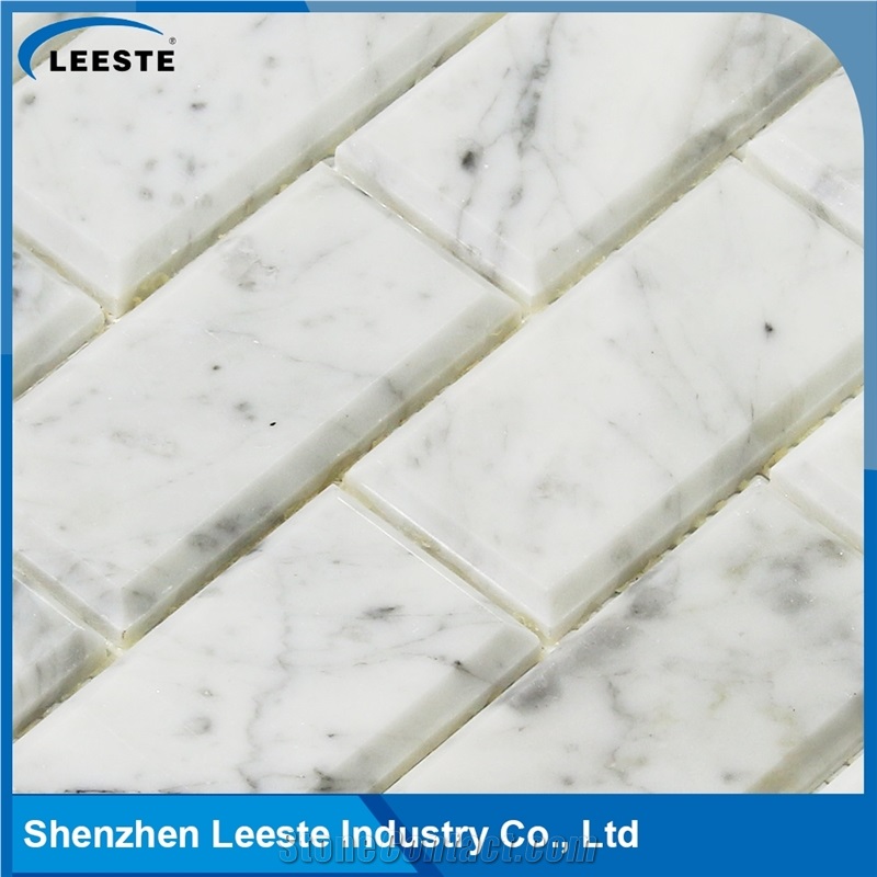 Bianco Carrara 2x4" Bevelled Brick Mosaic Tiles