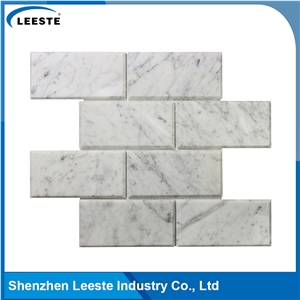 Bianco Carrara 3"X6" Bevelled Brick Mosaic Art Tiles