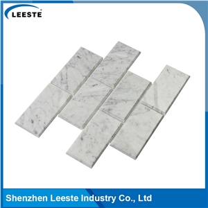 Bianco Carrara 3"X6" Bevelled Brick Mosaic Art Tiles