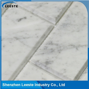 Bianco Carrara 3"X6" Bevelled Brick Mosaic Art Tiles