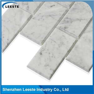 Bianco Carrara 3"X6" Bevelled Brick Mosaic Art Tiles