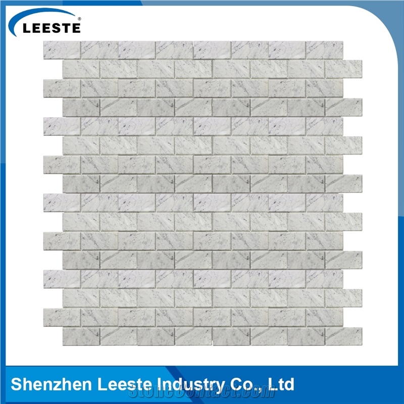Bianco Carrara 3"X6" Bevelled Brick Mosaic Art Tiles