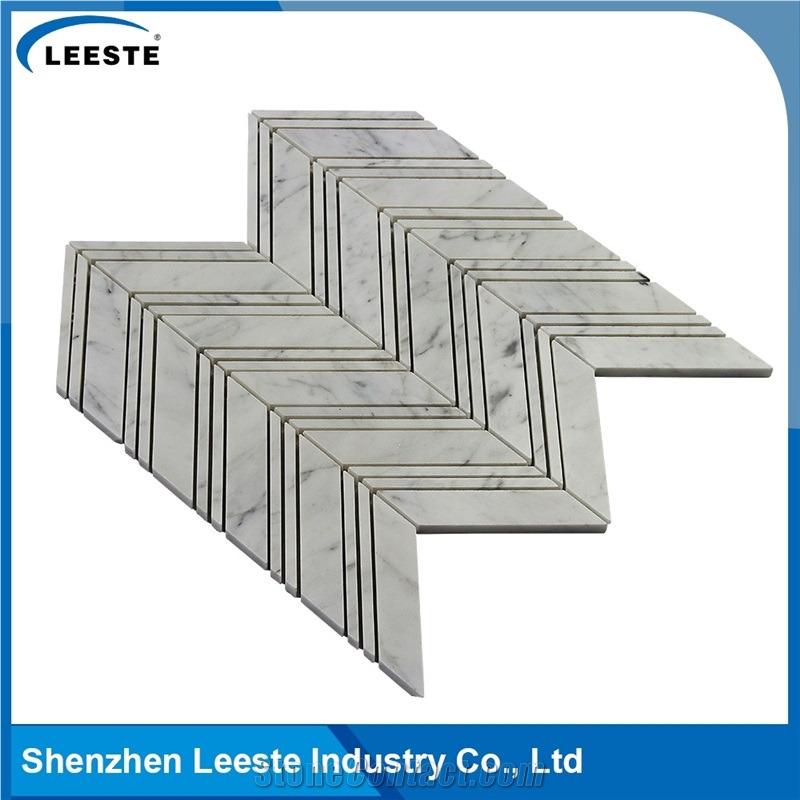 Bianco Carrara Chevron Kitchen Mosaic Tiles