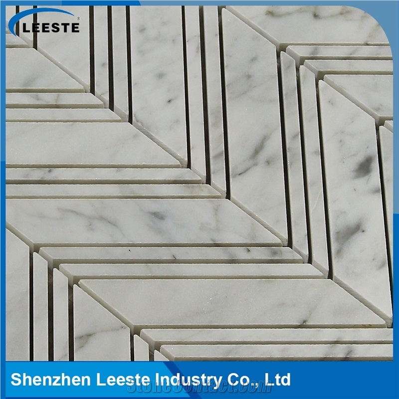 Bianco Carrara Chevron Kitchen Mosaic Tiles