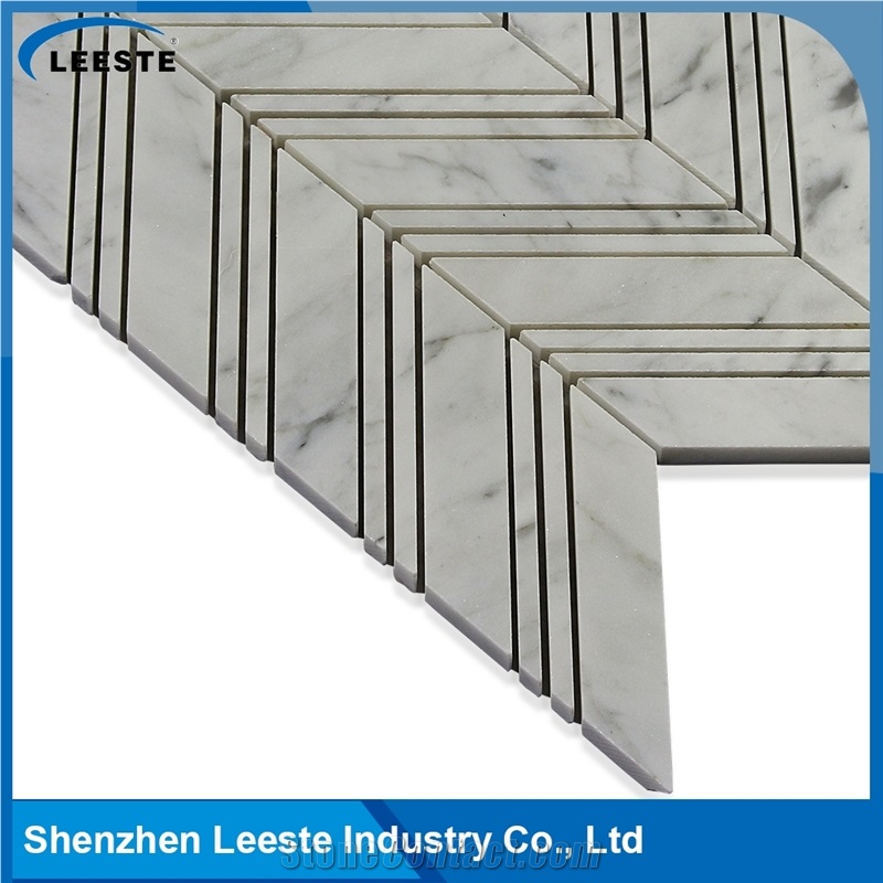 Bianco Carrara Chevron Kitchen Mosaic Tiles
