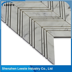 Bianco Carrara Chevron Kitchen Mosaic Tiles