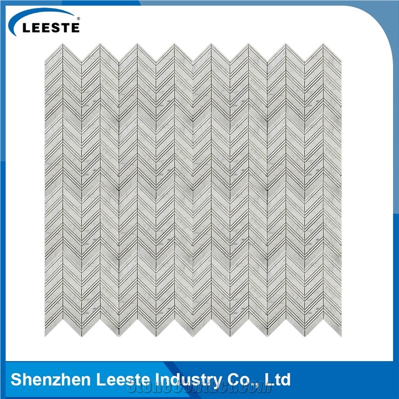 Bianco Carrara Chevron Kitchen Mosaic Tiles