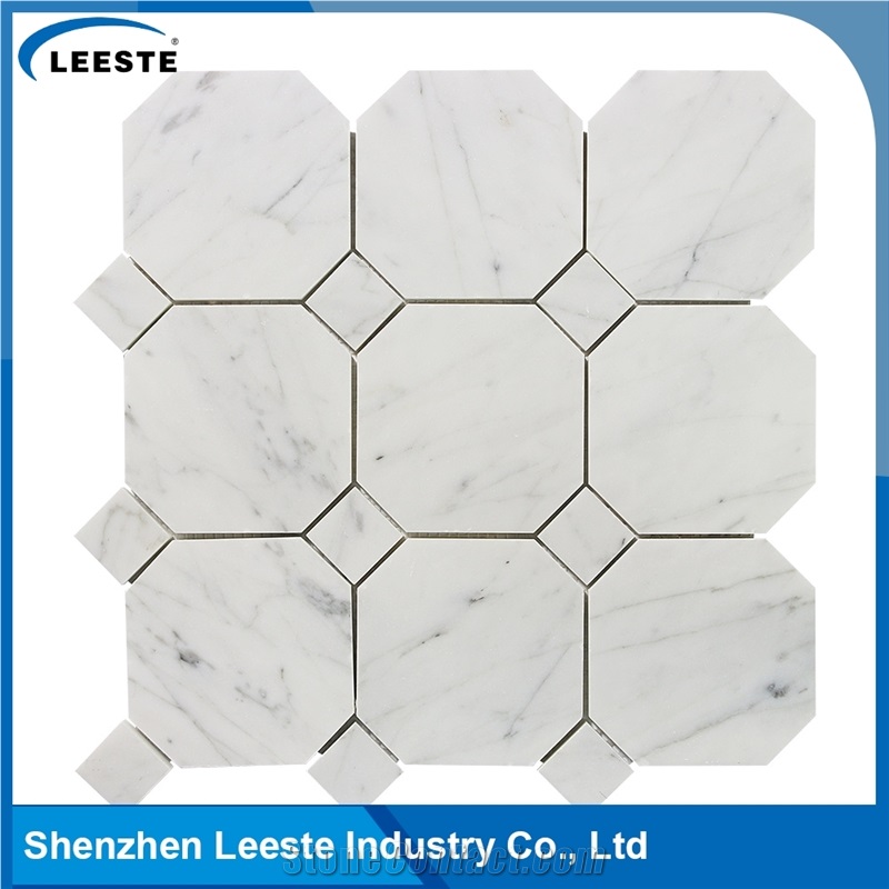 Bianco Carrara Polished 4" Octagon Mosaic Tiles