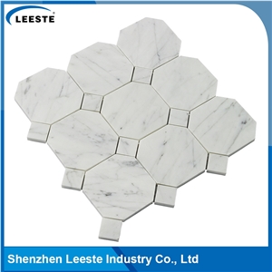 Bianco Carrara Polished 4" Octagon Mosaic Tiles