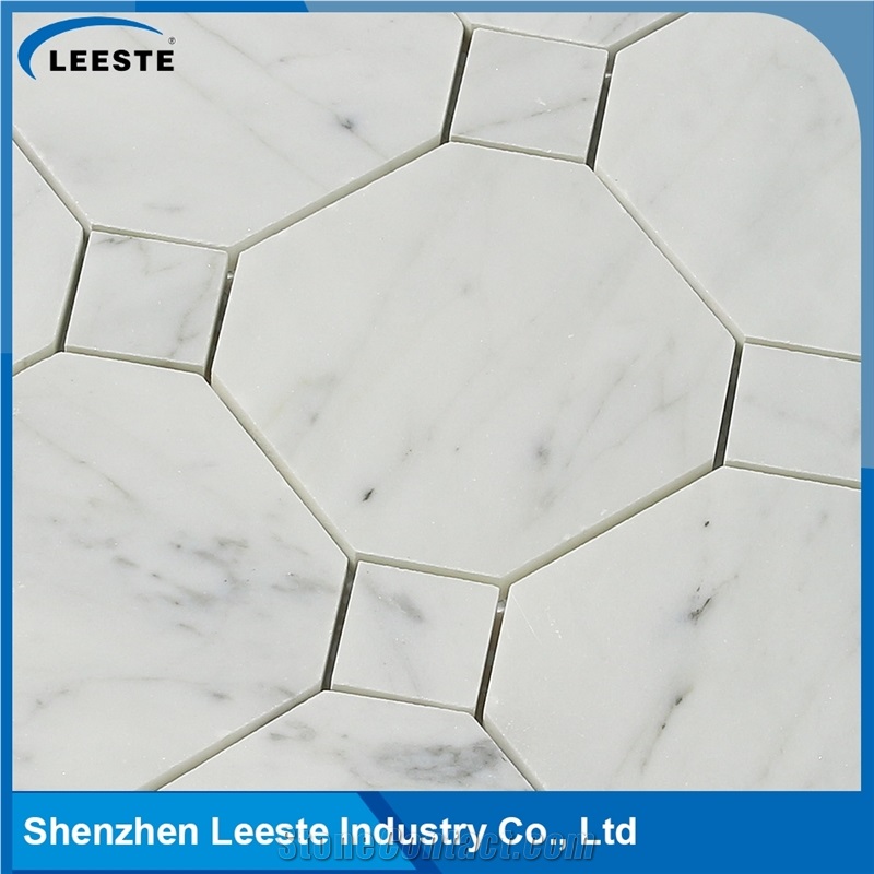 Bianco Carrara Polished 4" Octagon Mosaic Tiles