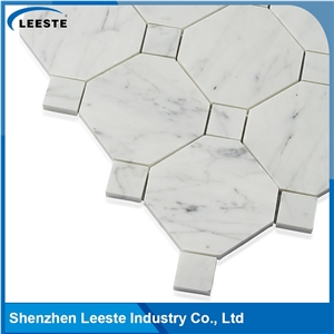 Bianco Carrara Polished 4" Octagon Mosaic Tiles