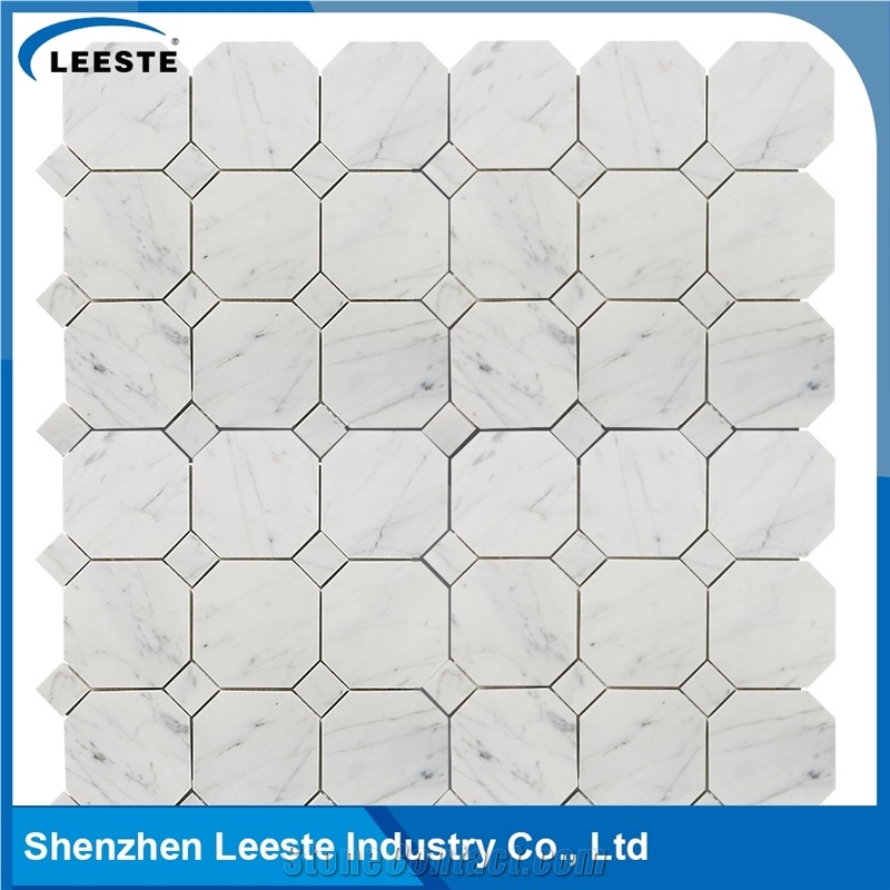 Bianco Carrara Polished 4" Octagon Mosaic Tiles