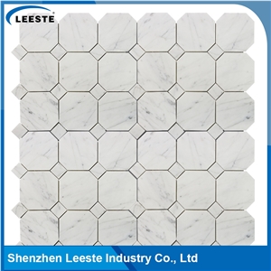 Bianco Carrara Polished 4" Octagon Mosaic Tiles