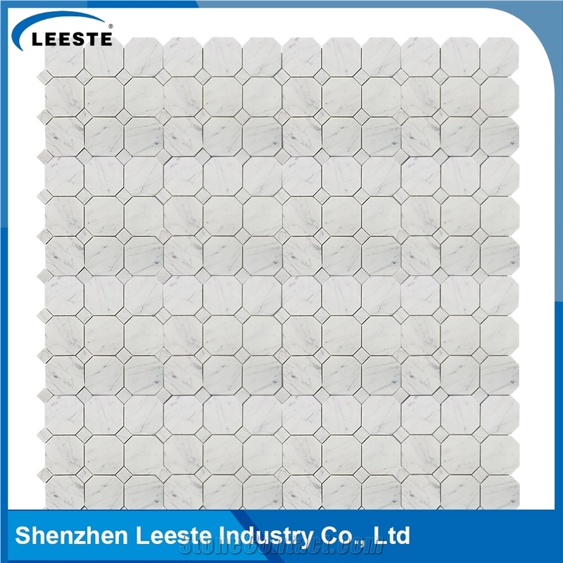 Bianco Carrara Polished 4" Octagon Mosaic Tiles