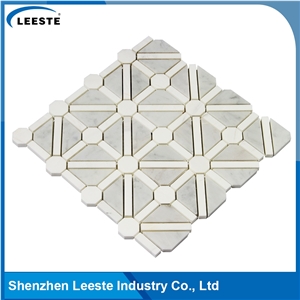 Bianco Carrara Polished Mixed 3d Bathroom Mosaic Tiles