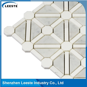Bianco Carrara Polished Mixed 3d Bathroom Mosaic Tiles