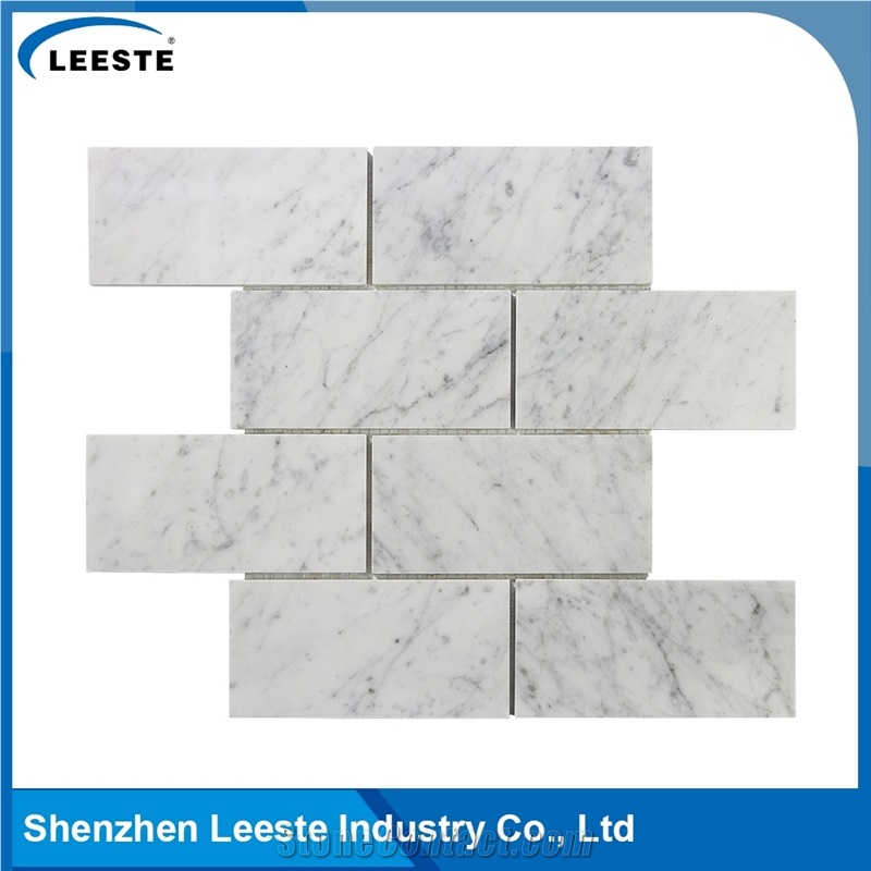 Carrara White 3"X6" Brick Mosaic Tiles