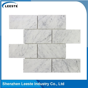 Carrara White 3"X6" Brick Mosaic Tiles
