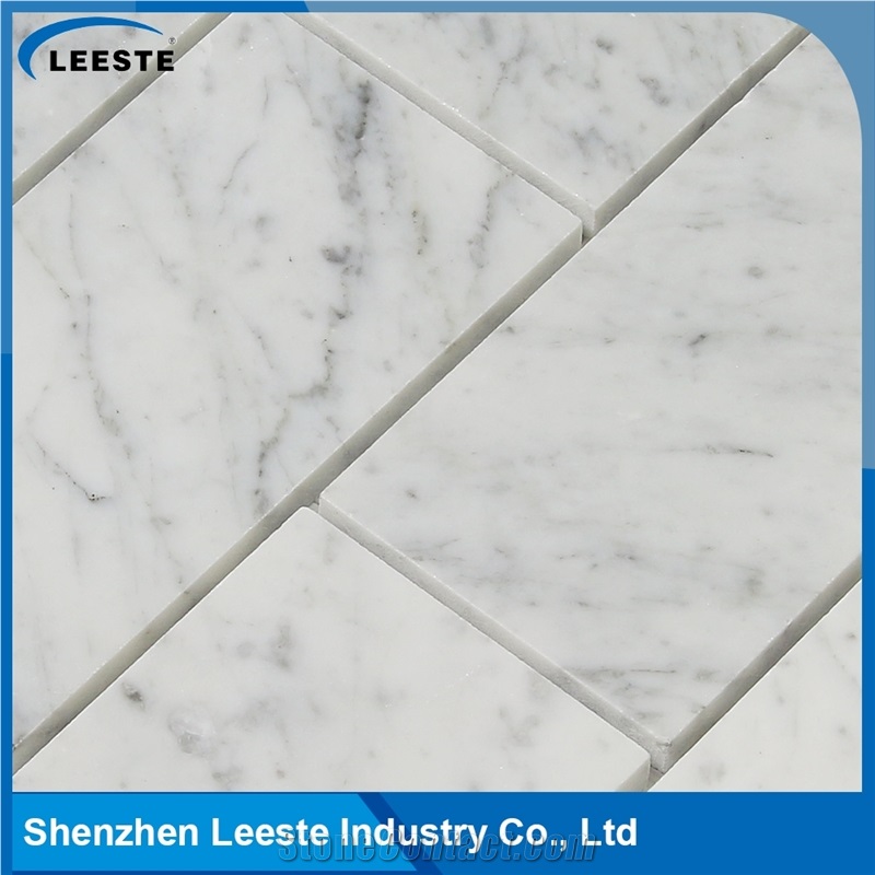 Carrara White 3"X6" Brick Mosaic Tiles