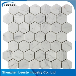 Carrara White Polished 2"Hexagon Mosaic Tiles