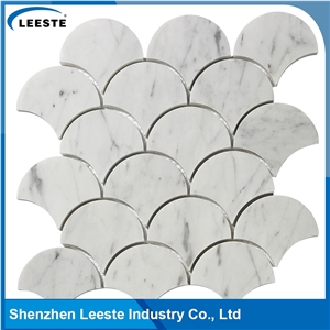 Carrara White Polished 3"Fan Mosaic Tiles