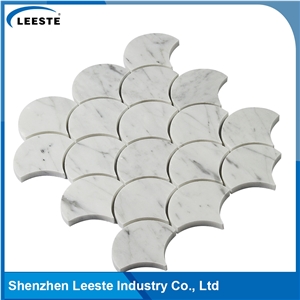 Carrara White Polished 3"Fan Mosaic Tiles