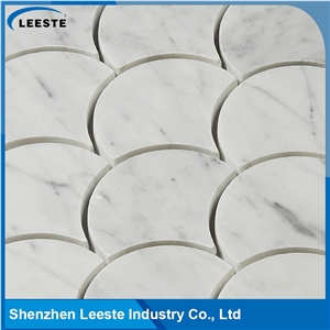 Carrara White Polished 3"Fan Mosaic Tiles