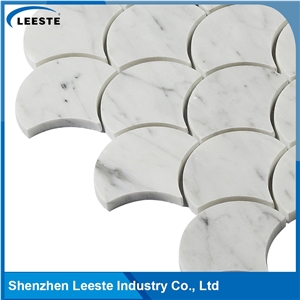 Carrara White Polished 3"Fan Mosaic Tiles