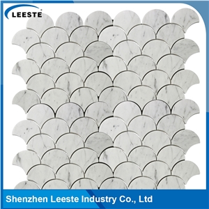 Carrara White Polished 3"Fan Mosaic Tiles