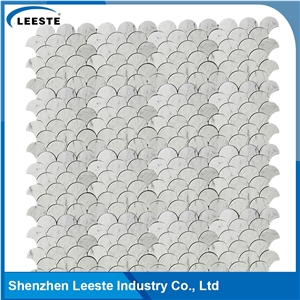 Carrara White Polished 3"Fan Mosaic Tiles