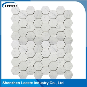 Carrara White Polished 3"Hexagon Bathroom Mosaic Tiles