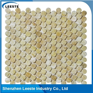 Factory Offered Penny Round 3/8 Thickness Honed Yellow Mosaic Tiles