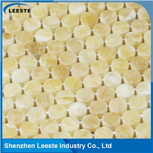 Factory Offered Penny Round 3/8 Thickness Honed Yellow Mosaic Tiles