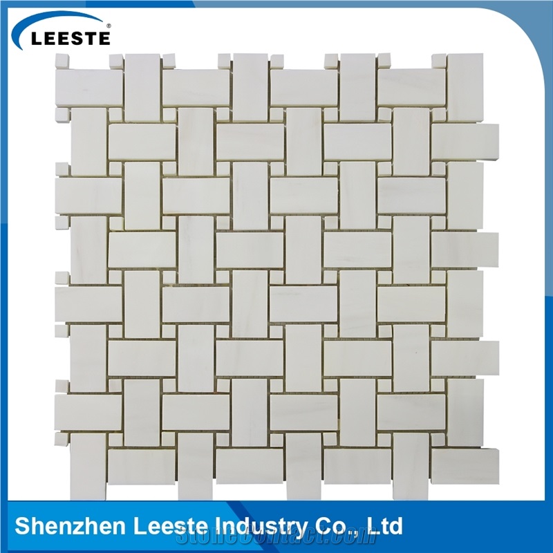 Italian Dolomiti Marble Basketweave Polished Mosaics Tiles