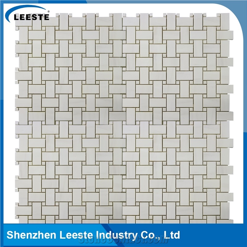 Italian Dolomiti Marble Basketweave Polished Mosaics Tiles