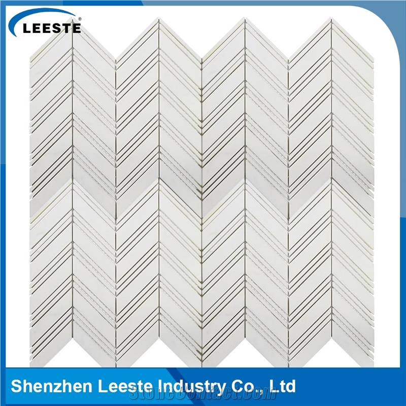 Italian Dolomiti Marble Polished Chevron Marble Mosaics Tiles