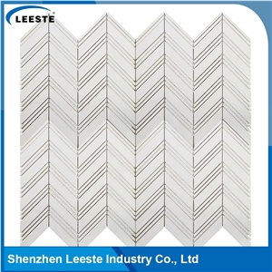 Italian Dolomiti Marble Polished Chevron Marble Mosaics Tiles