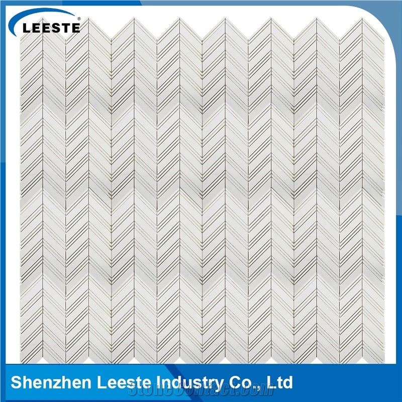 Italian Dolomiti Marble Polished Chevron Marble Mosaics Tiles