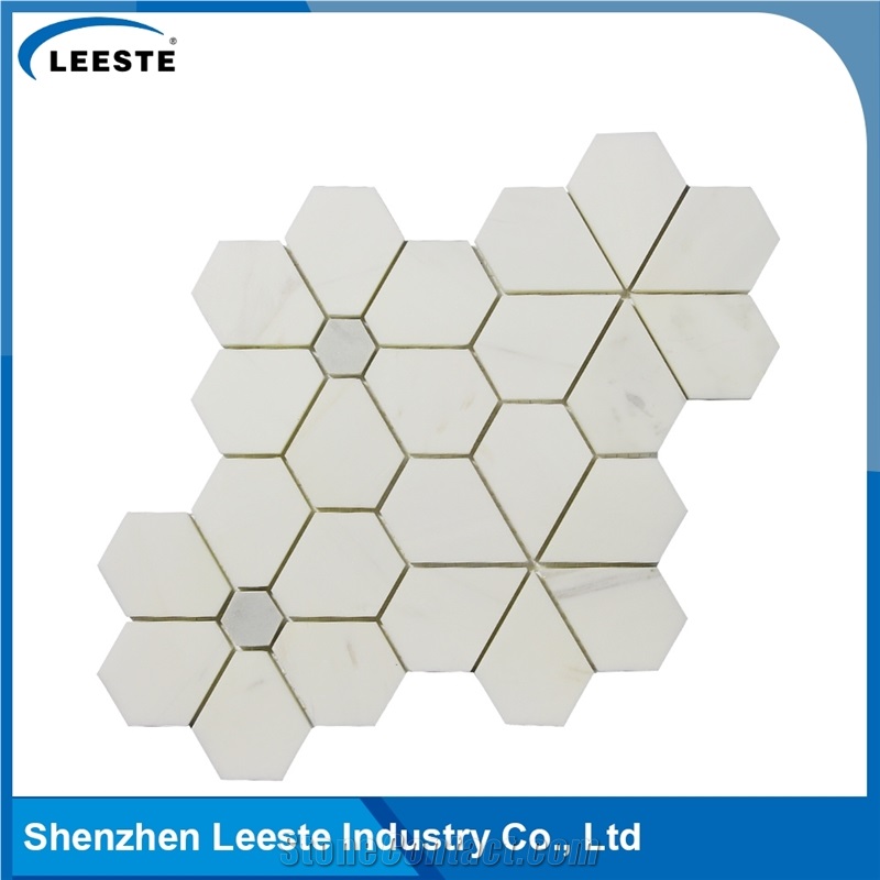 Italian Dolomiti Marble Polished Flower Mosaics Tiles