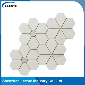 Italian Dolomiti Marble Polished Flower Mosaics Tiles
